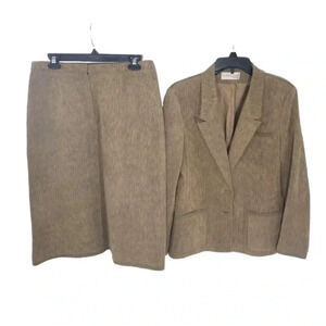 {Ultra Suede} 90s Vintage Striped Suit (Jacket & Skirt)